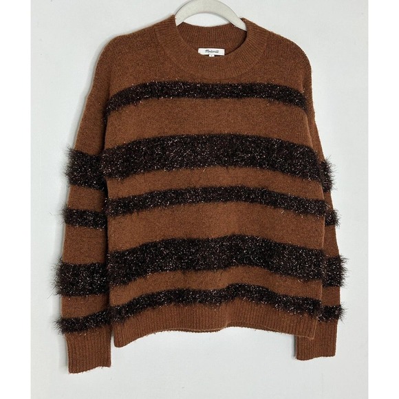 Madewell Womens Wool Brown Tinsel Stripe Sweater Size Small - Picture 3 of 6